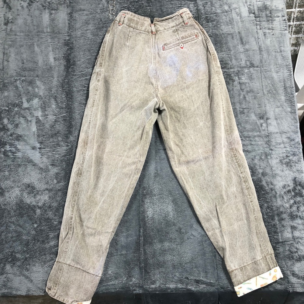 Vintage Brown Pleated Tapered Jeans Womens 9/10 - Picture 9 of 10